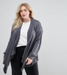 Elvi Gray Waterfall Zip Cardigan - Gray