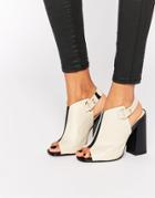 Daisy Street Peep Toe Mule Slingback Heeled Sandals - Nude