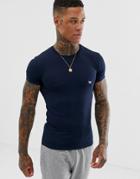 Emporio Armani Muscle Fit V-neck Shoulder Logo T-shirt In Navy - Navy