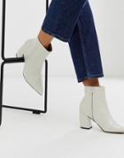 Office Aloud Pointed Block Heel Ankle Boots In Off White-cream