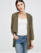 Vila Lace Up Shoulder Kimono In Ivy Green - Green