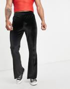 Asos Design Skinny Flare Pants In Black Velvet