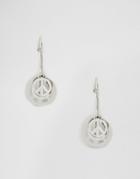 Nylon Peace Hoop Earrings - Silver