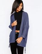 Only 3/4 Sleeve Cardigan With Braid Detail - Vintage Indigo