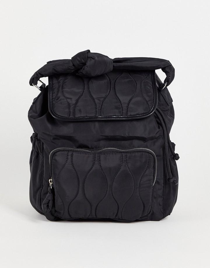 Topshop Recycled Nylon Backpack With Onion Quilt In Black