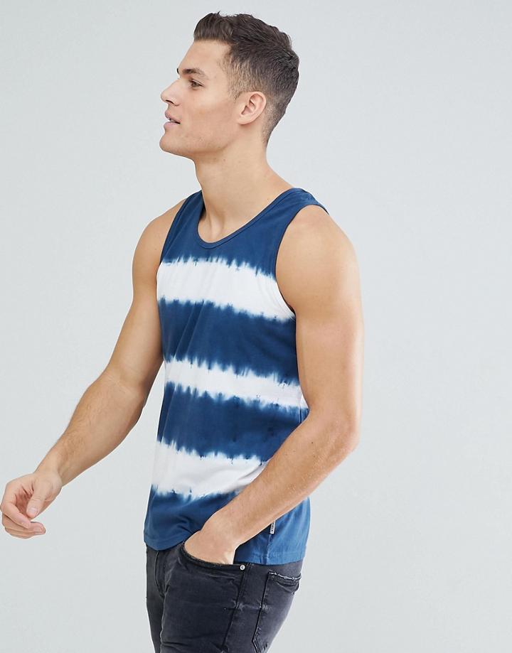 Bellfield Tank With Tie Dye In Blue - Navy