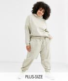 Asos Design Curve Tracksuit Hoody / Basic Jogger With Pocket Details In Neppy-beige