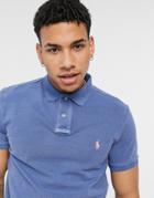 Polo Ralph Lauren Garment Dyed Player Logo Pique Polo In Carson Blue-blues