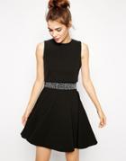 Asos Skater Dress With Embellished Waist And Crop Top - Nude $31.00