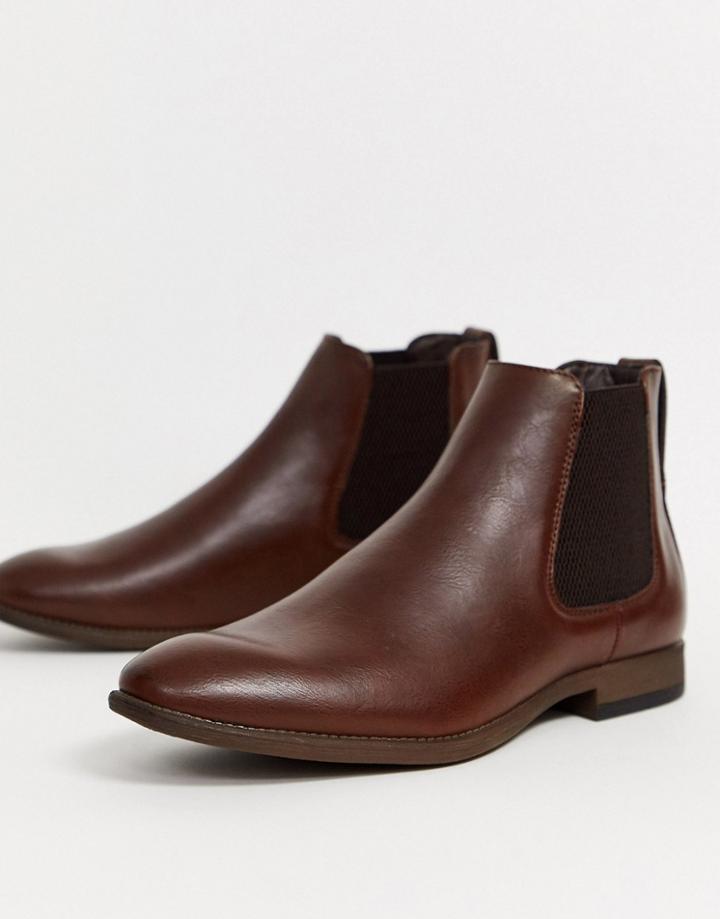 New Look Faux Leather Chelsea Boot In Brown