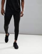 Bershka Sport Jogger With Blue Piping In Black - Black