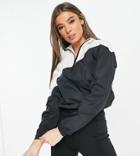 South Beach Color Block Windbreaker Jacket In Black And White-multi