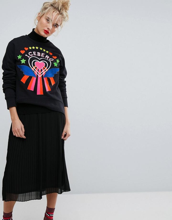 Iceberg Embroidered Logo Sweat - Black