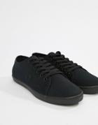 Fred Perry Kingston Twill Plimsolls In Navy - Navy