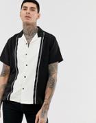 Asos Design Oversized Cut & Sew Shirt With Tape Detail-black