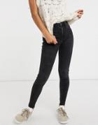 Stradivarius Skinny Jeans With Slit Hem Detail In Black