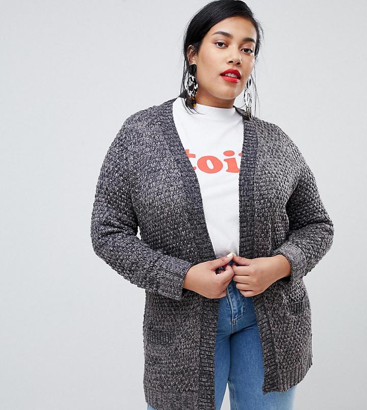 Vero Moda Curve Chunky Knitted Cardigan - Gray