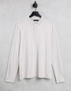 Asos Design Organic Blend Long Sleeve Jersey Polo In Off White