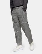 Topman Wide Leg Pants In Black And White Check