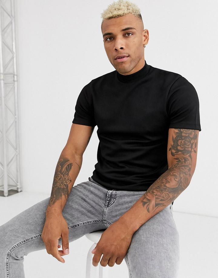 Asos Design T-shirt With Turtle In Scuba In Black