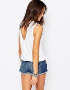 Esprit Brodierie Open Back Shell Top - White