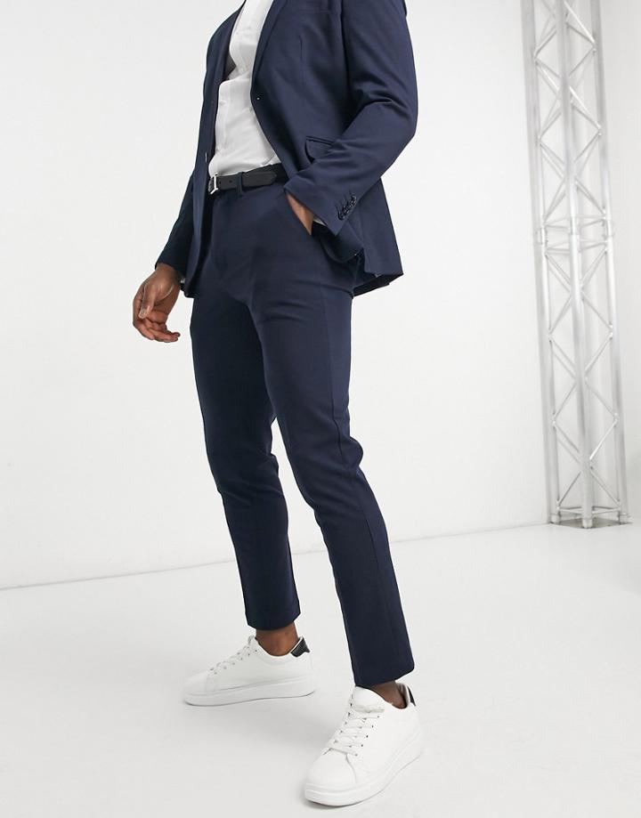 Selected Homme Jersey Suit Pants In Slim Fit Navy