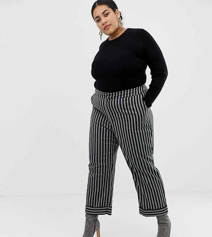 Lost Ink Plus Tailored Pants In Stripe-black