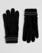 Esprit Suede Knit Gloves - Black