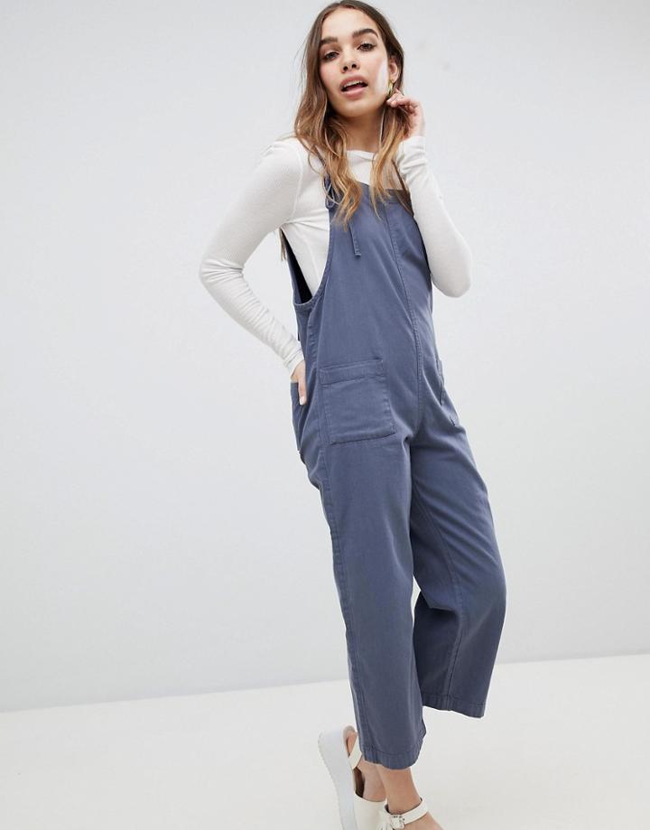 Monki Tie Strap Denim Overalls - Blue