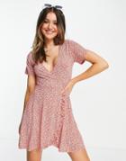Pull & Bear Floral Dress In Pink