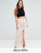 Asos Petite Maxi Skirt In Twill With Channel Detail - Pink