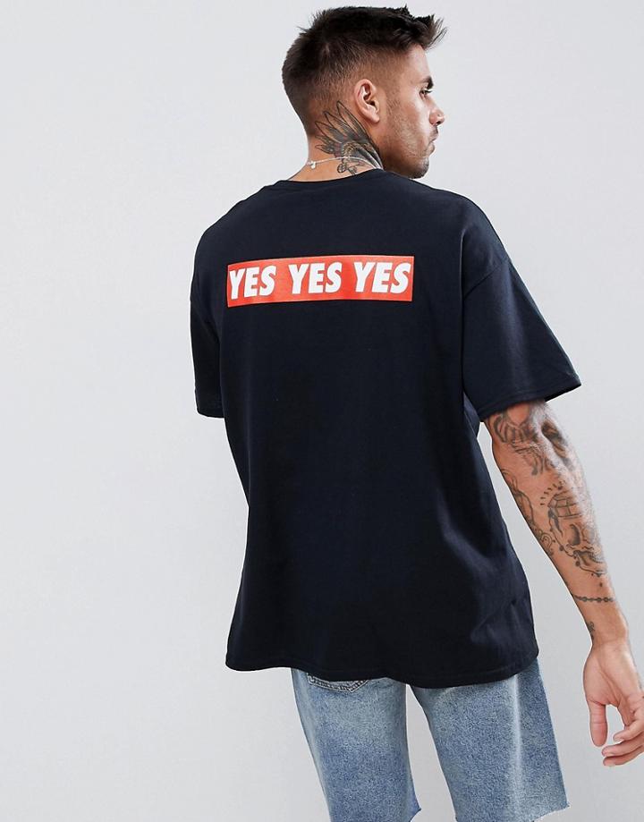 New Love Club Yes Back Print T-shirt - Black