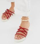 Blink Tubular Mule Flat Sandals - Red