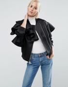 Asos Ruffle Bomber-black