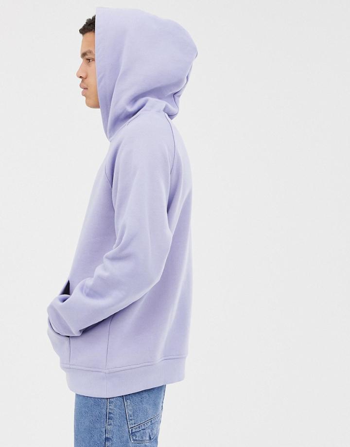 Asos White Hoodie In Heavyweight Dusky Lilac Jersey - Purple