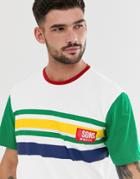 Only & Sons Logo Color Block Stripe T-shirt In White