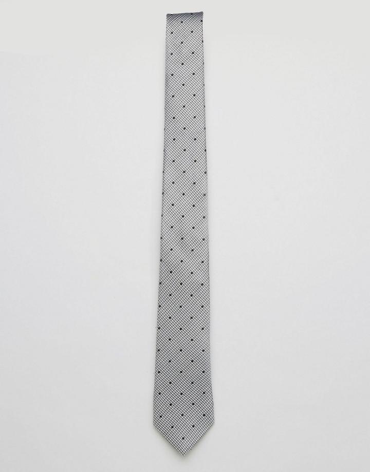 Original Penguin Silk Tie In Navy Polka - Navy