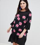 Lovedrobe Floral Print Contrasting Crepe Swing Dress - Multi