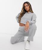 Asos Design Tracksuit Supersoft Rib Hoodie / Rib Flare Pants-grey