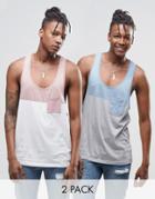 Asos Vest With Contast Yoke And Pocket In Extreme Racer Back 2 Pack Save 17%
