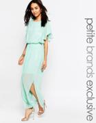 John Zack Petite Maxi Dress With Thigh Splits - Green