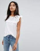Mango Lace Ruffle Top - White