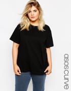 Asos Curve Linen Look Oversized T-shirt - Black