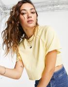 Topshop Raglan Sleeve Crop T-shirt In Yellow