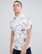 Ted Baker Slim Short Sleeve Shirt In White Floral Print - White