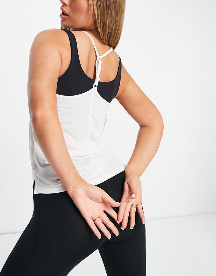 Nike Training Dri-fit One Elasticated Racer Back Tank In White