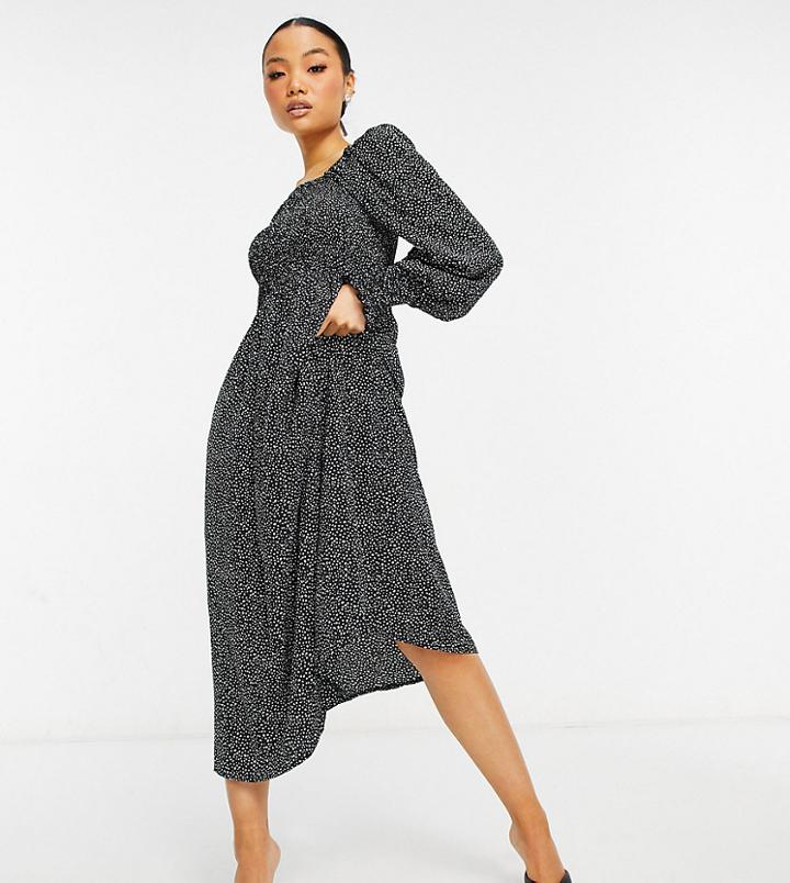 Missguided Petite Midi Dress In Black Dalmatian