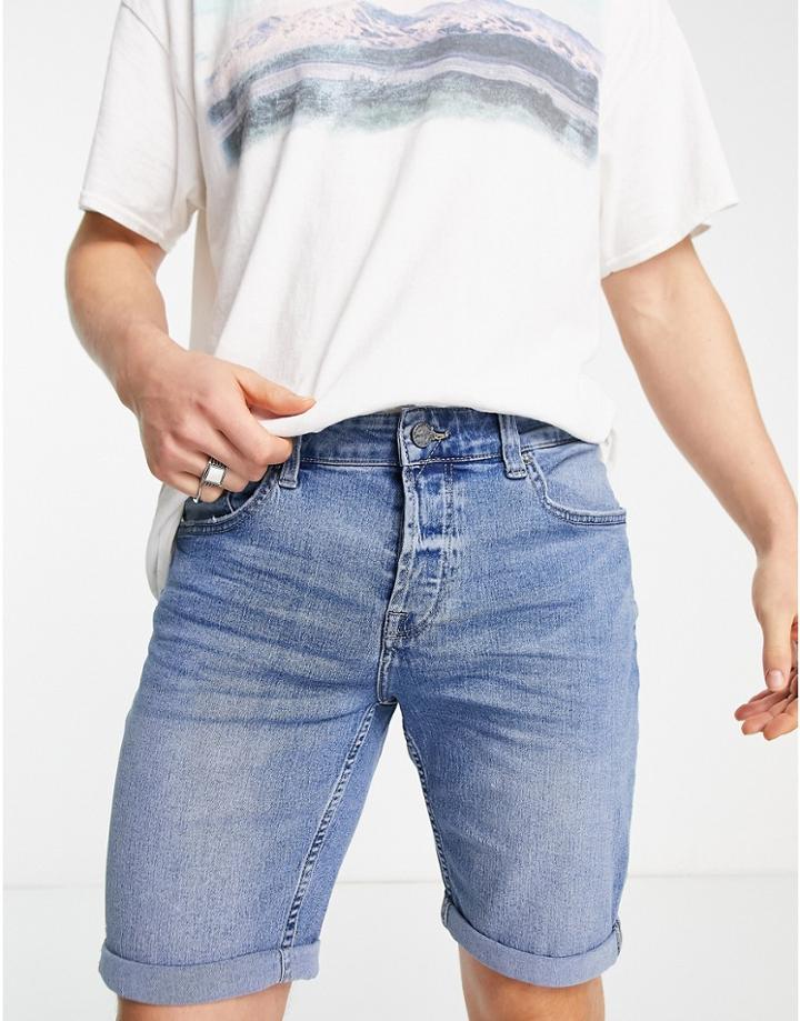 Only & Sons Relaxed Slim Fit Denim Shorts In Light Blue