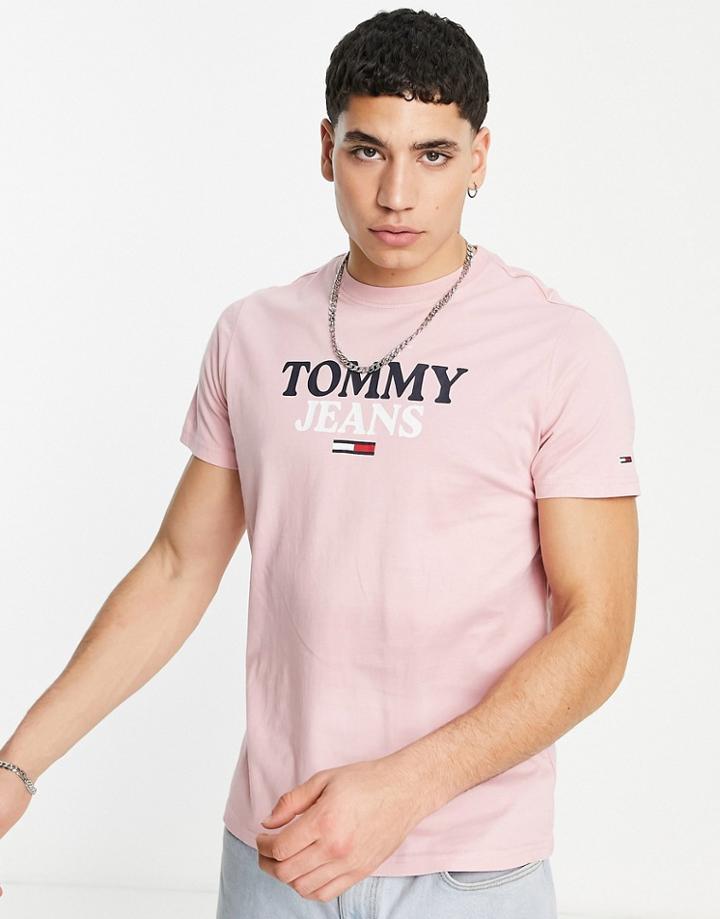 Tommy Jeans Large Logo T-shirt Slim Fit In Pink