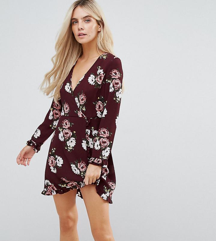 Miss Selfridge Petite Floral Wrap Dress - Multi